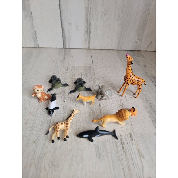 Safari zoo animal variety seal giraffe goat cat playset toy figure - Picture 1 of 6